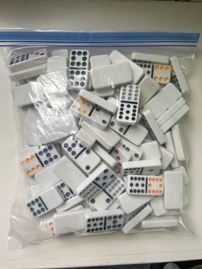 White Dominoes with Multi-Colored Pips. 90pcs